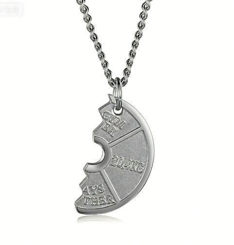 European And American-style Fitness Dumbbell Plate And Barbell Necklace For Men