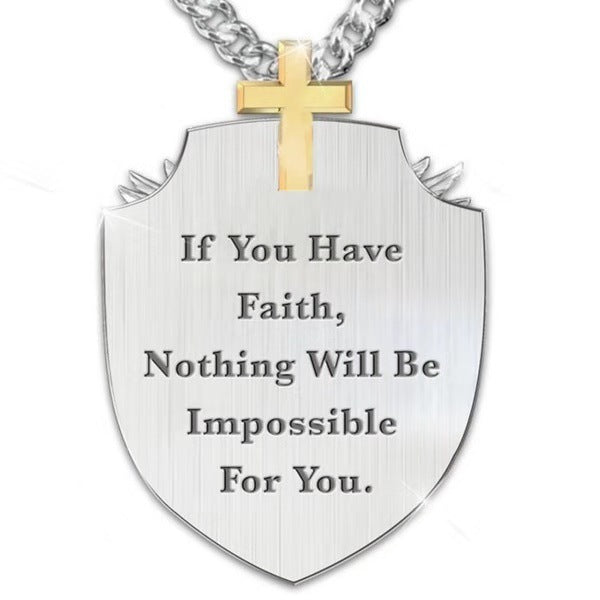 Knight Wing Shield Pendant Necklace
