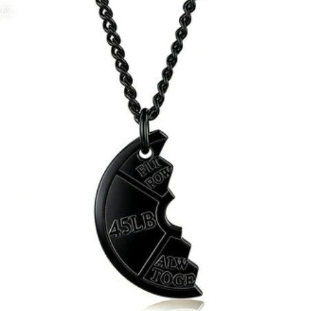 European And American-style Fitness Dumbbell Plate And Barbell Necklace For Men