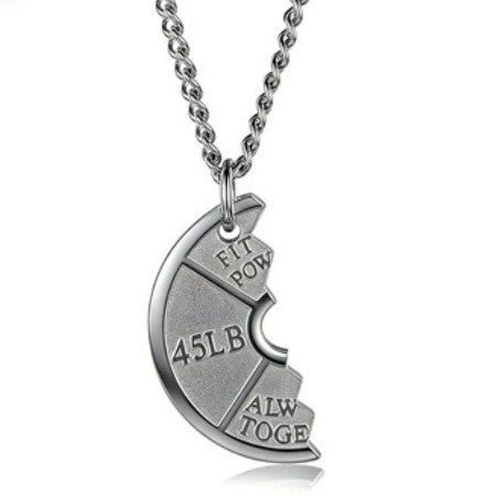 European And American-style Fitness Dumbbell Plate And Barbell Necklace For Men