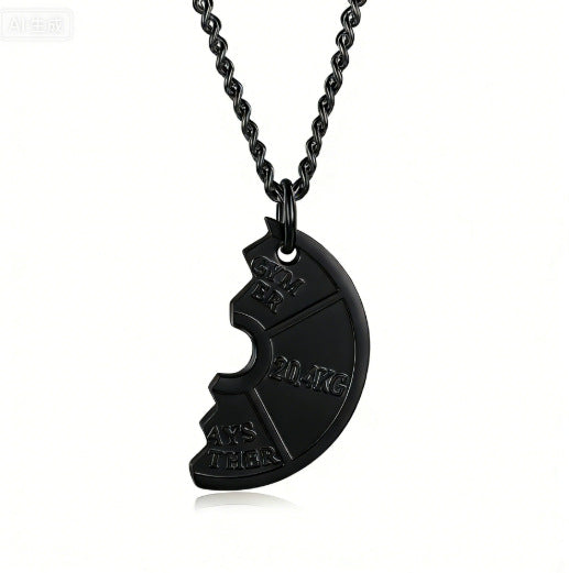 European And American-style Fitness Dumbbell Plate And Barbell Necklace For Men