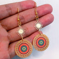 Bohe Tribe Gold Datura Flowers Pendant Earrings