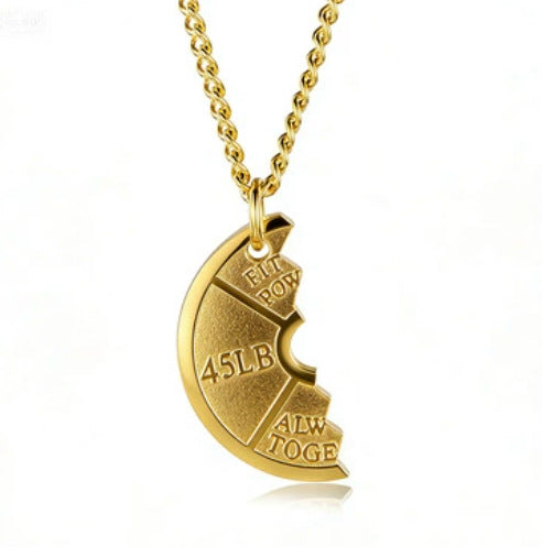 European And American-style Fitness Dumbbell Plate And Barbell Necklace For Men
