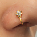 Big O Enterprises Gift Card Heart Nose Studs featuring sparkling stones in a beautiful gold design.