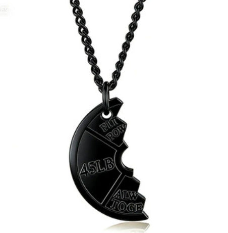 European And American-style Fitness Dumbbell Plate And Barbell Necklace For Men