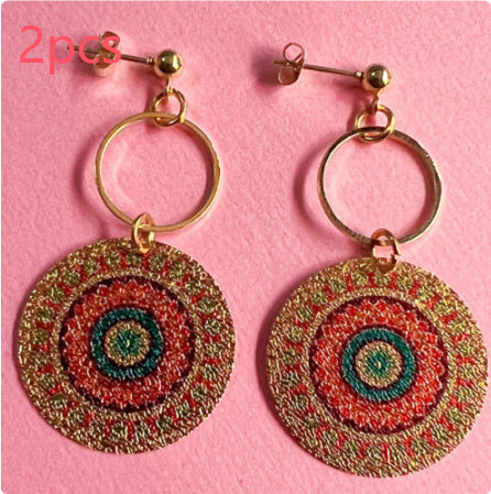 Bohe Tribe Gold Datura Flowers Pendant Earrings