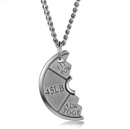 European And American-style Fitness Dumbbell Plate And Barbell Necklace For Men